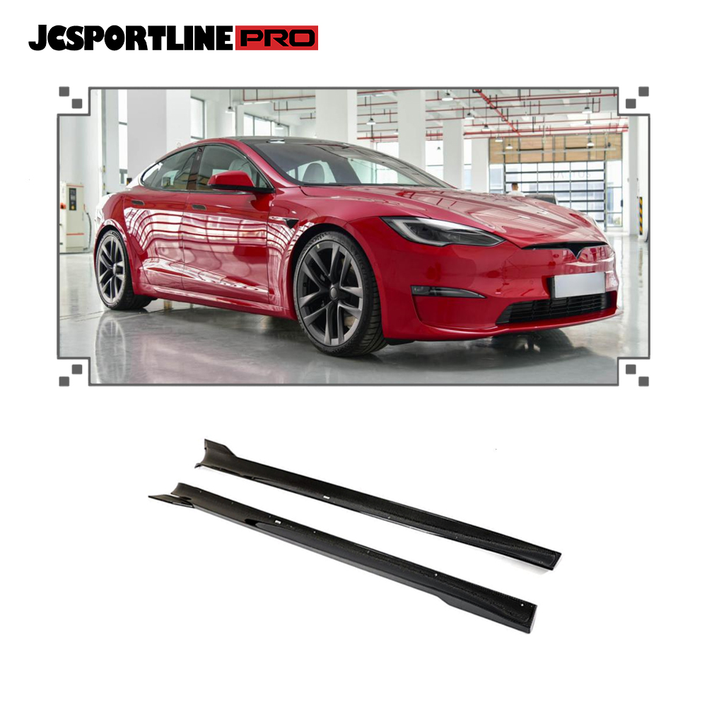 Высококачественная боковая юбка из углеродного волокна для Tesla Model S в клетку 2021-2023 JC style