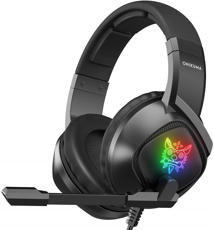 ONIKUMA изготовленным на заказ логосом K19 pc gaming headset светодиодные фонари стерео звуковая карта usb 50 мм проводной мобильный телефон на ухо наушники