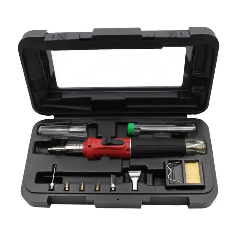 Red HS-1115K Soldering Iron Professional 10 in 1 Soldering Iron Set Butane Gas Soldering Iron Set 26ml Welding Equipment