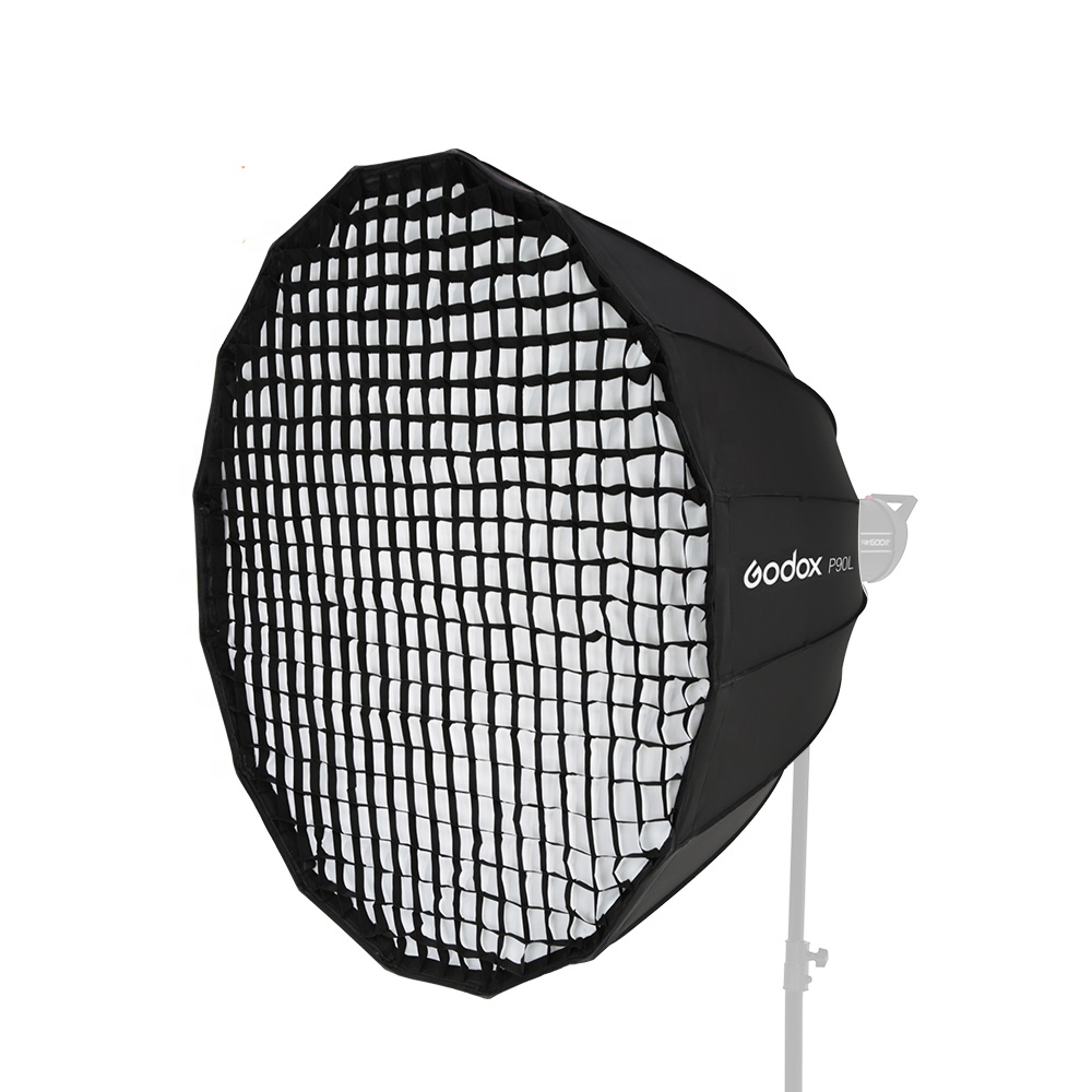 Портативный параболический софтбокс Godox P90L 90 см с ячеистой сеткой и креплением Bowens для студийной вспышки Отражатель софтбокс для фотостудии