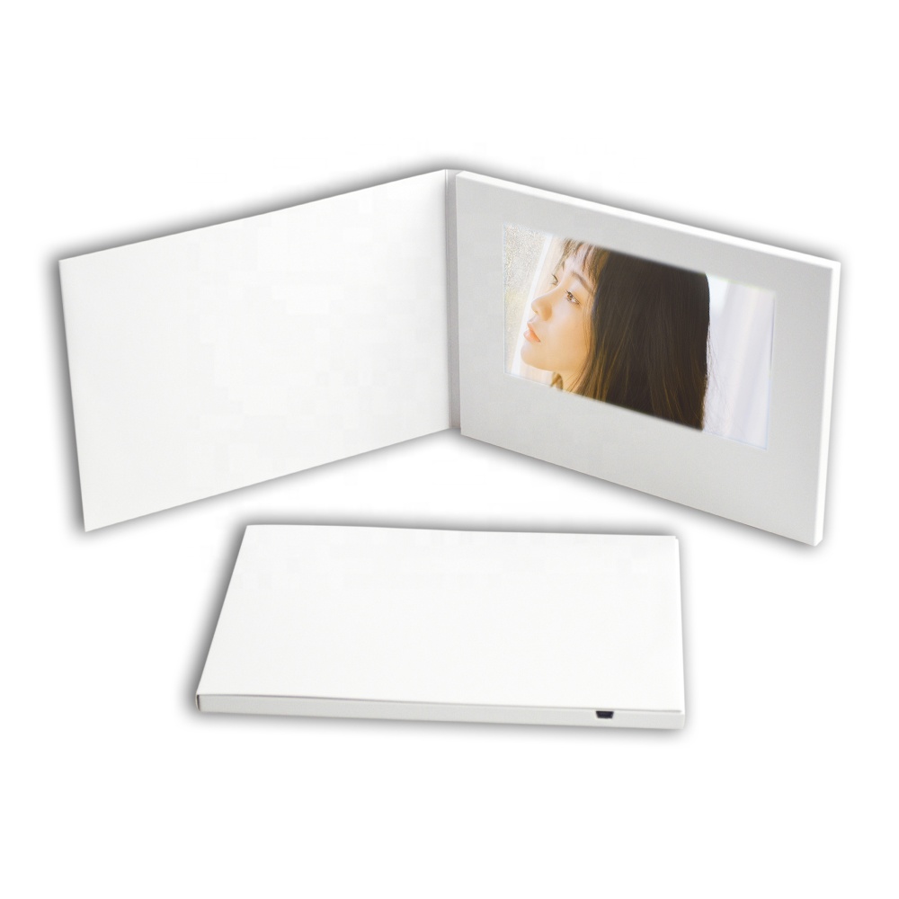 Advertising promotion video brochure card 7 inch in print lcd screen book for wedding