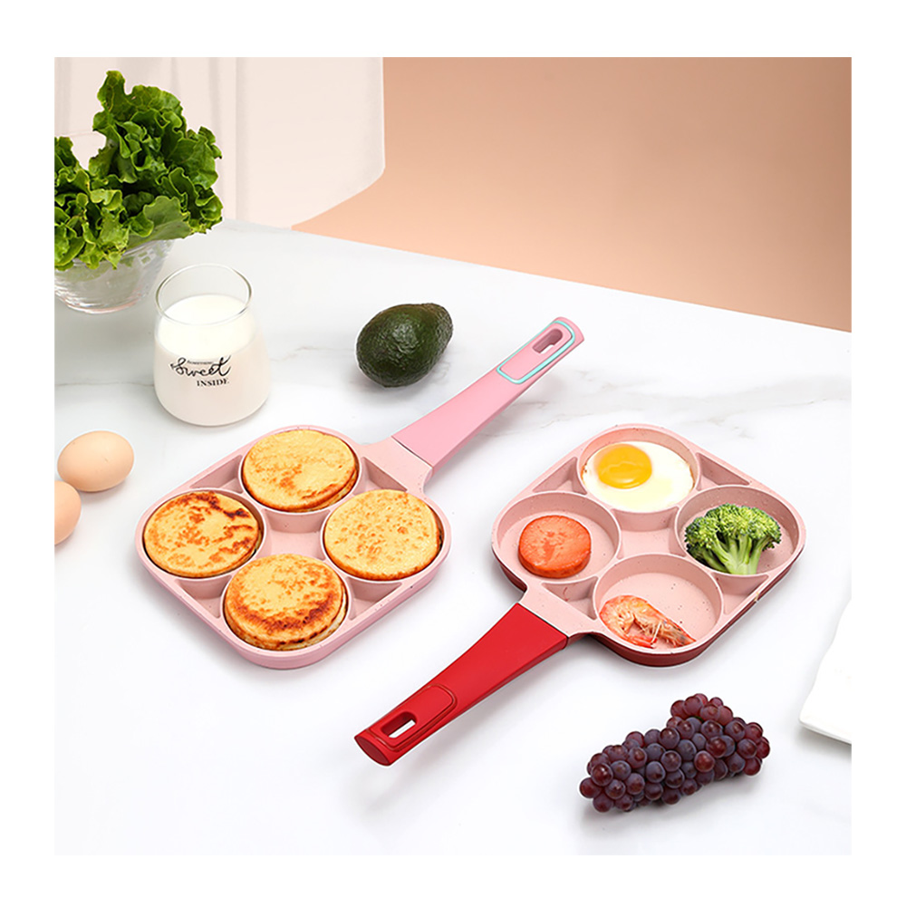 JX- 4-hole breakfast egg ham fried pan non-stick burger steak frying skillet thickened omelet cooker pan for kitchen
