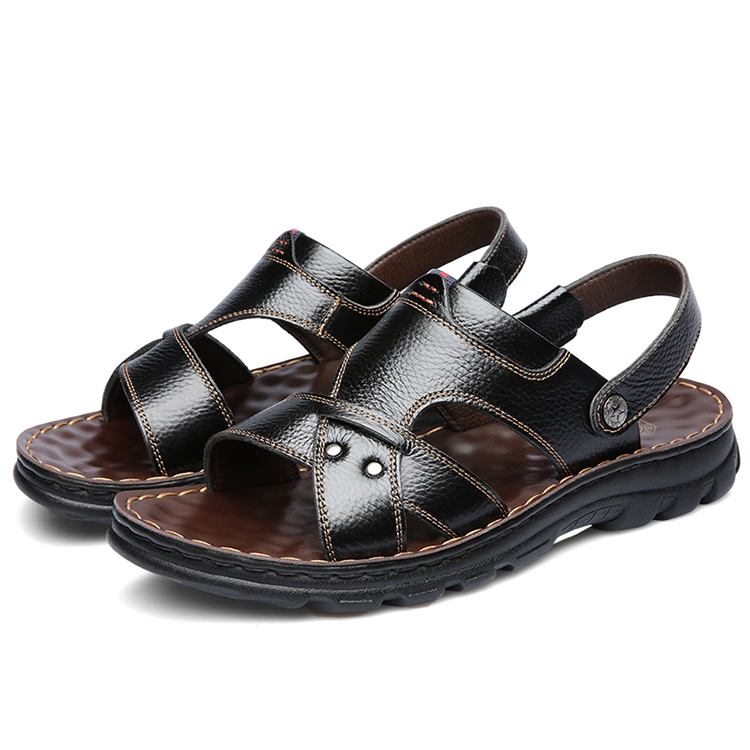 The New high quality Comfortable Summer Men's Fashion Slipper genuine leather Beach men Sandals