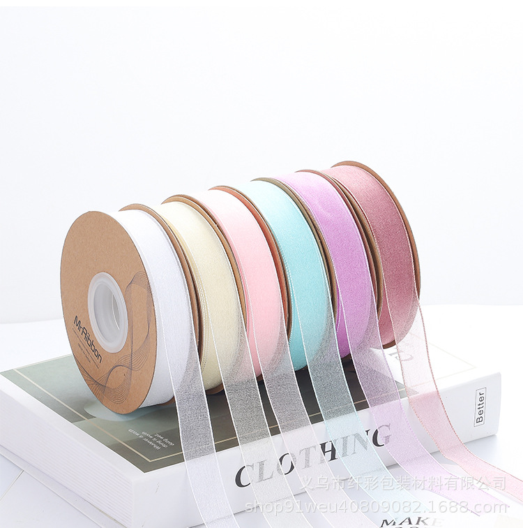 Wholesale custom 25mm*45m gift flower wrapping ribbon waterproof elastic Polyester webbing