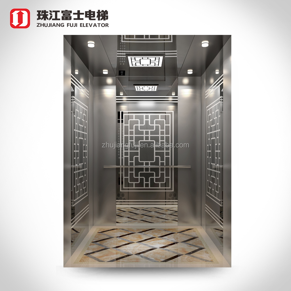 Профессиональный коммерческий Лифт ZhuJiangFuji для 8 человек, безопасный пассажирский лифт, кабина