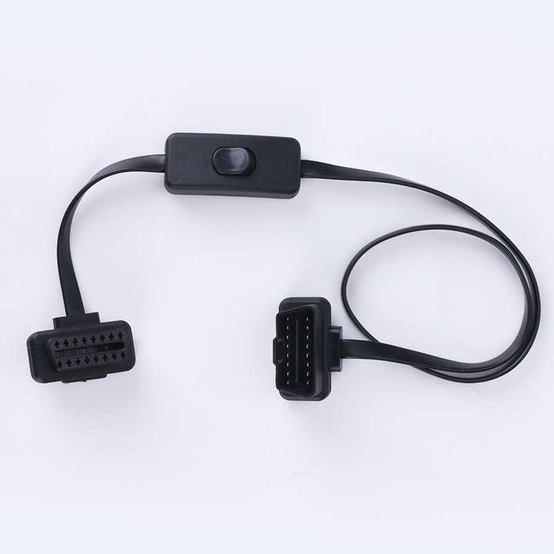 Диагностический кабель obd ii obd2, 8 проводов, 16 контактов, прямоугольный, с переключателем для GPS-трекера ELM327