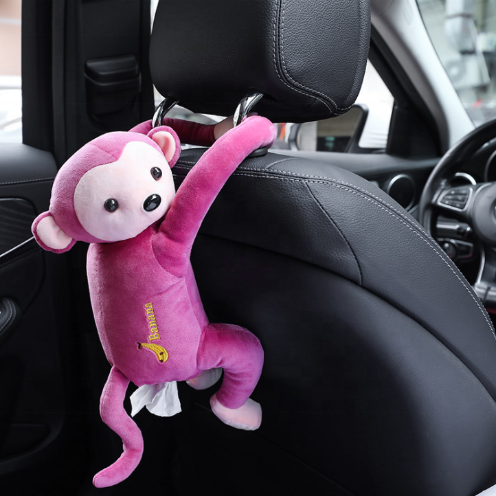2021 Creative Colorful Monkey Tissue Box Car Supplies Hanging Car Seat Back Monkey Tissue Draw Box