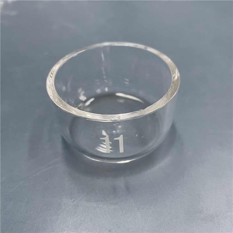 Customized clear flat bottom Quartz Glass Crucible With Sandblasting digital 1-20 for food detection