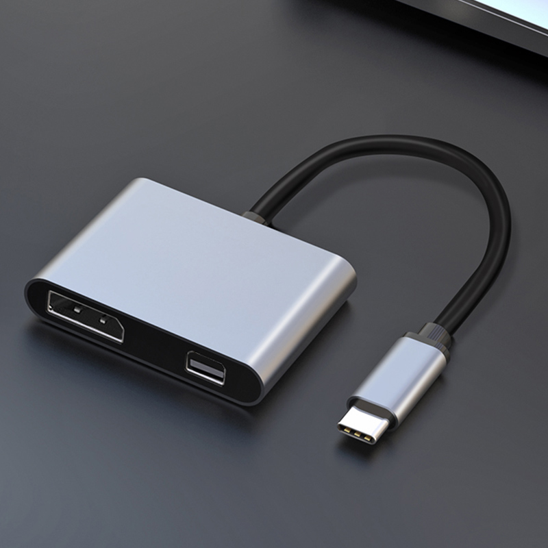 Dual Display 2 in 1 USB C Hubs 3.0 adapter ABS HDMI*2-Compatible 4K 3840*2160 Type C 2port HDMI Hub