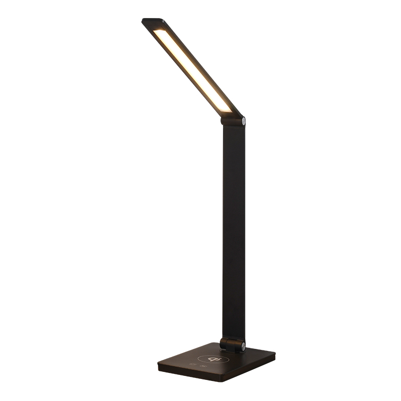 Adjustable 360 Degree Rotating Stepless dimming Desk Smart lamp 3 in 1 wireless charging LED Table lamps with USB charging port