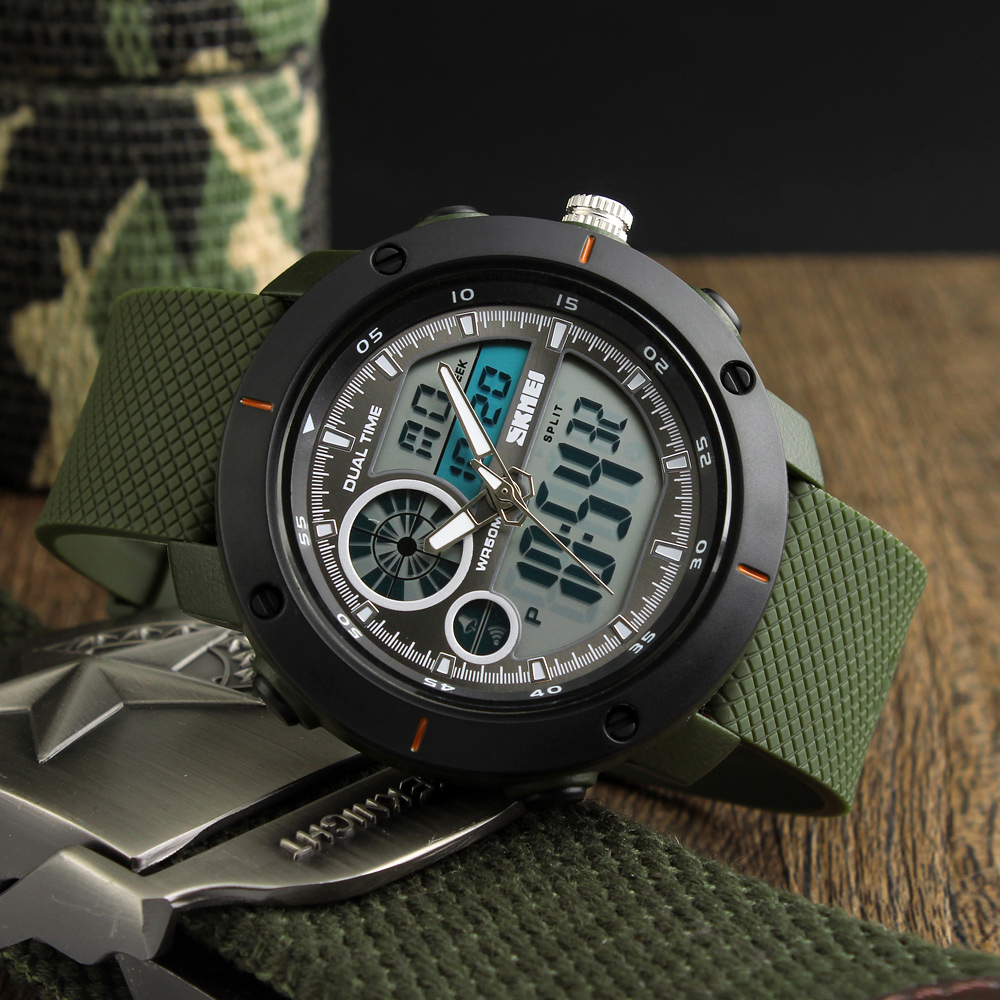 Skmei 1361 мужские роскошные армейские зеленые спортивные часы цифровые relojes skmei hombres