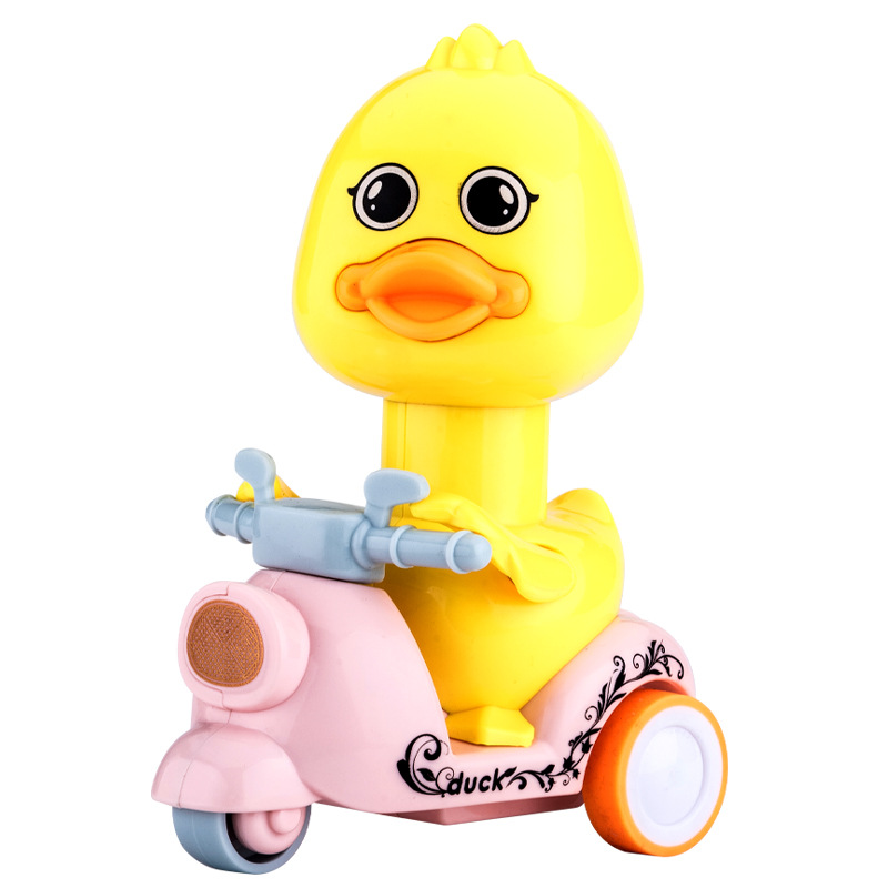 Hot sale children's cartoon push-type small yellow duck motorcycle inertia Warrior toy car