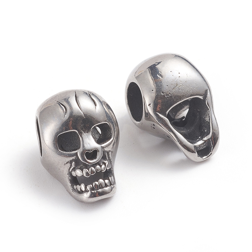 Pandahall Halloween Skull Head Halloween 316L Surgical Stainless European Beads