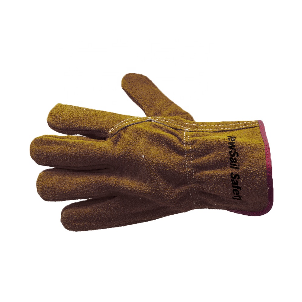 GLOVEMAN Cowhide Split Leather Full Finger Lined Leather Heat Resistant Safety Hand welding Gloves
