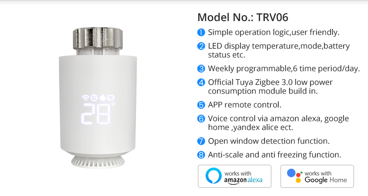 AVATTO Tuya Zigbee 3.0 Programmable Smart Thermostat Radiator Valve TRV Temperature Controller Work with Alexa Google Home Alice
