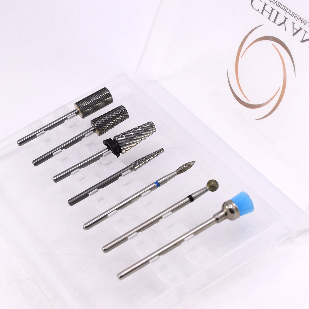 Professional Manicure Diamond Bit Wholesale 7 Pcs Electric File High Quality Custom Tungsten Carbide Nail Drill Bit Set