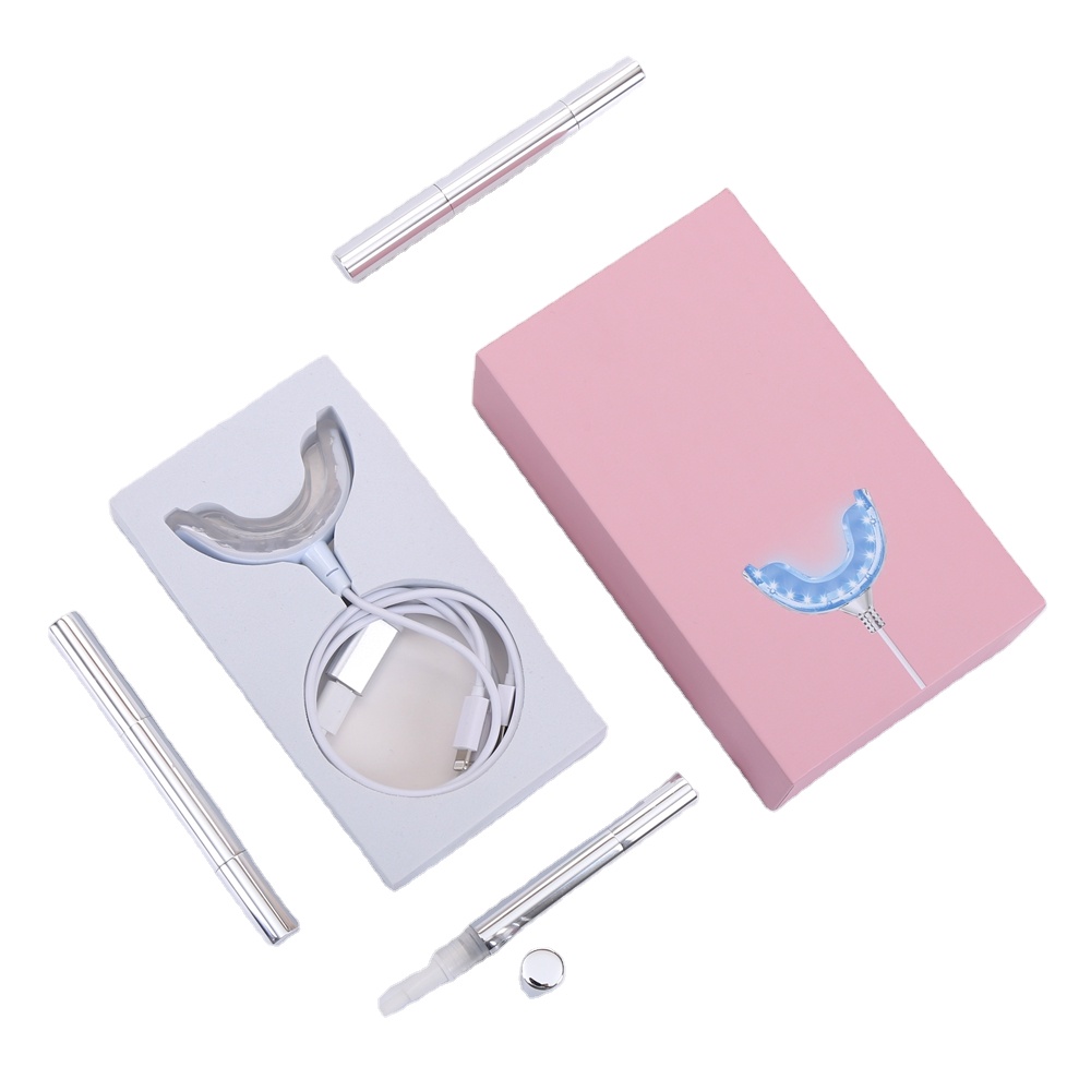 Private Logo LED light Teeth Whitening Kit with aluminum teeth whitening pen