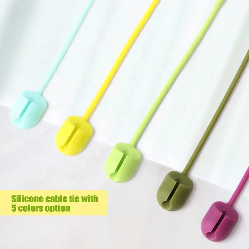 Удобные цветные силиконовые многоразовые кабельные стяжки