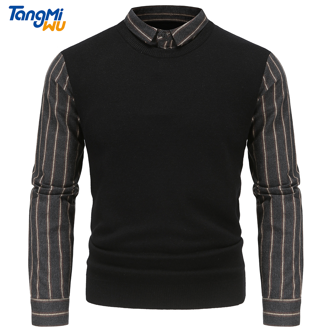 TMW 2021 new product fashion two striped sweaters for men pullover Shirt collar pull homme custom knit sweater