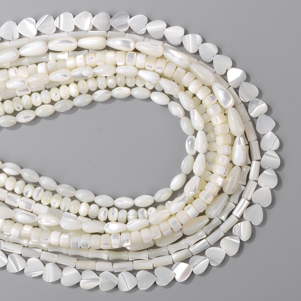 15 inch Natural White Freshwater Shell Beads Mother Pearl Spacer DIY Jewelry Making Loose Bead Necklace Bracelet Coral Bone
