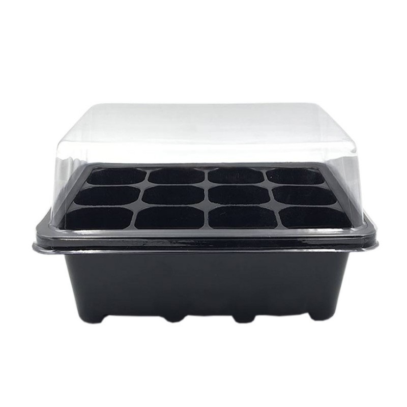 New 19x14x11cm Flower Pot Seeds Seedling Tray Sprout Plate 12-Cells Nursery Pots Tray With Transparent Lids Box For Gardening