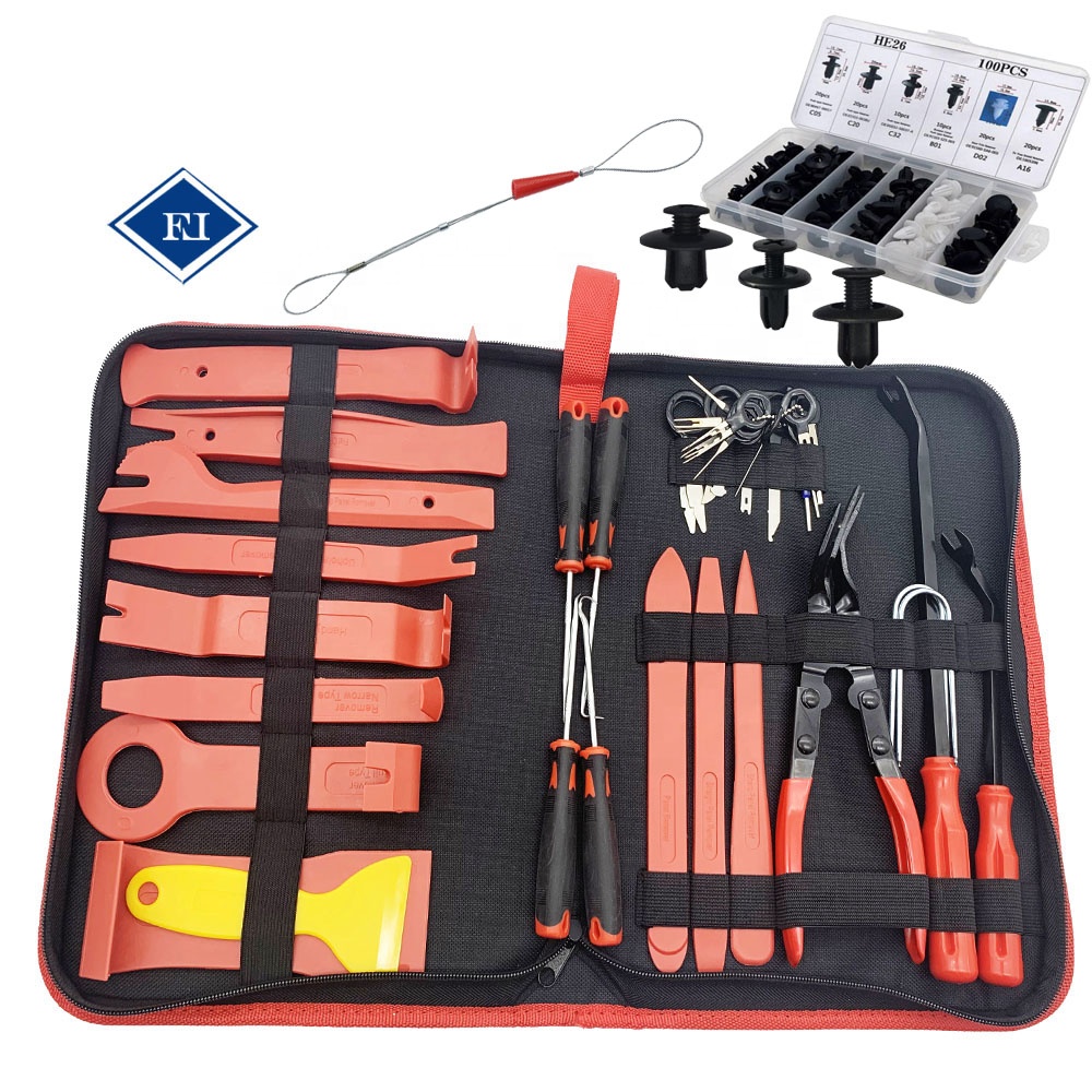 139pcs trim removal tool with Car Retainer Clips Auto Door Panel Removal Tool Set with Clip Plier Set and Fastener Remover