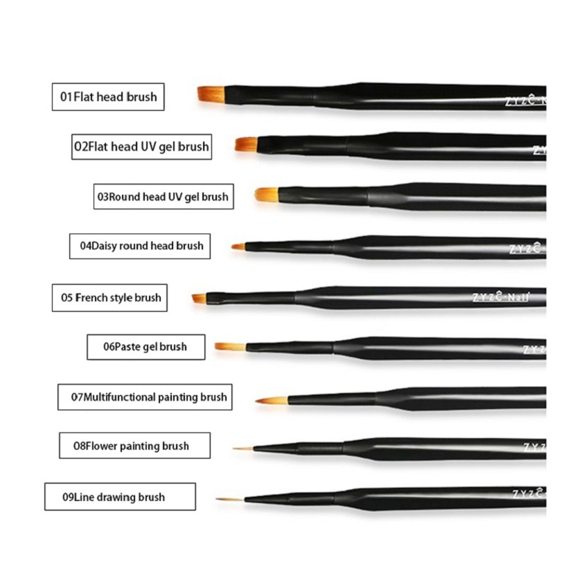 Japanese style 9 in 1 set nails painting master art nail brush