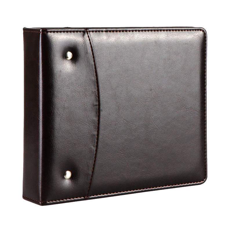 Fashion Office Supplies Customize Brown Children's Mini Pu Leather Case 2 Hole 2 Ring Binder Durable Document Holder