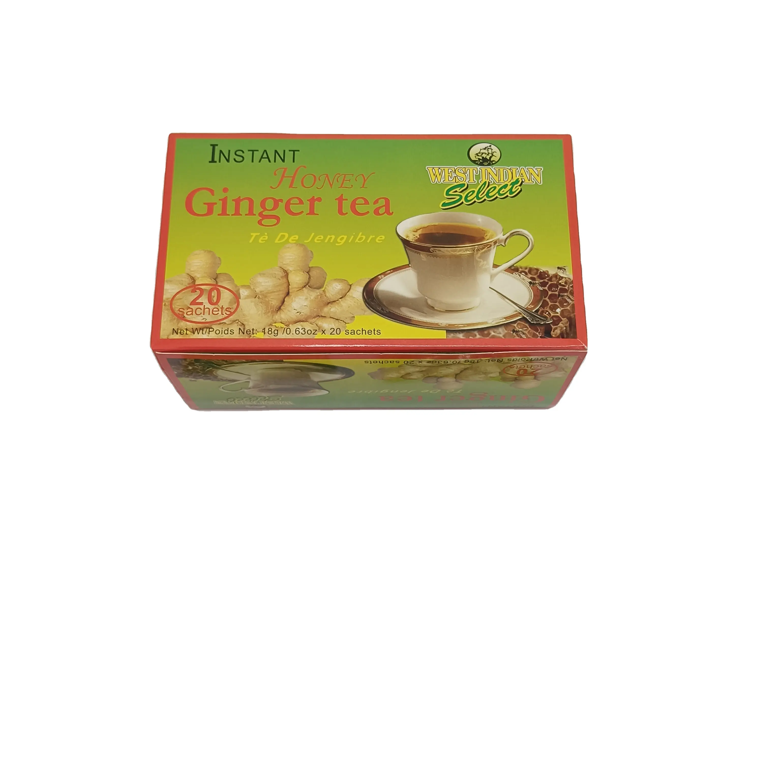 OEM Instant Honey Ginger Tea Drink 18gX10 Sachets Per Box Ginger Tea Crystals Drink And Lemon Ginger Tea Factory Supplier