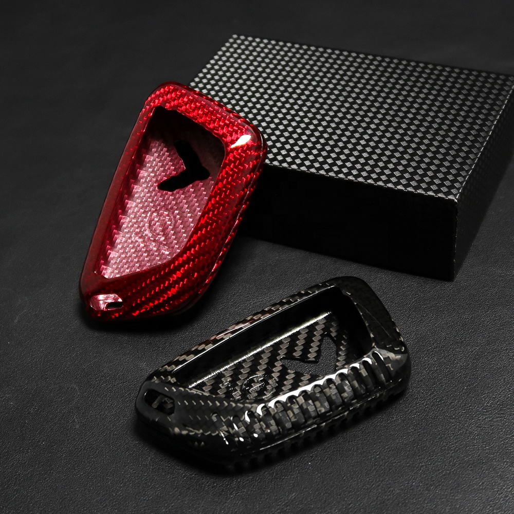 Carbon Fiber Car Remote Key Cover Case Fob Trim Accessories For Chevy Chevrolet C8 Corvette Z51 2020 2021