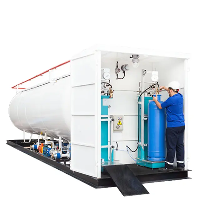 New 10 ton 25 ton 5m3 10m3 20m3 25000L LPG gas skid refill station plant with full set valves and LPG gas tank container