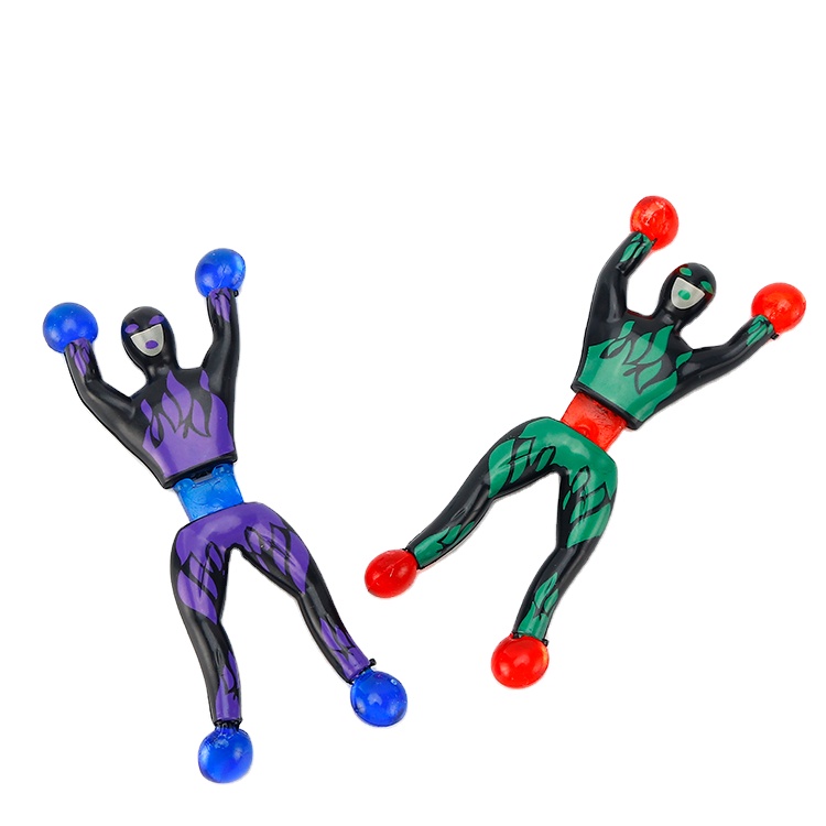 Promotional Cheap Printing Bendable Stretchy Painting Climbing Wall Man Sticky Toys Funny Wall Man Toy For Kids
