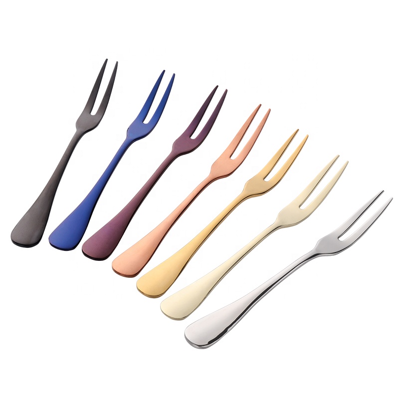 Hot sale family-use 304 stainless steel colorful mini fruit fork