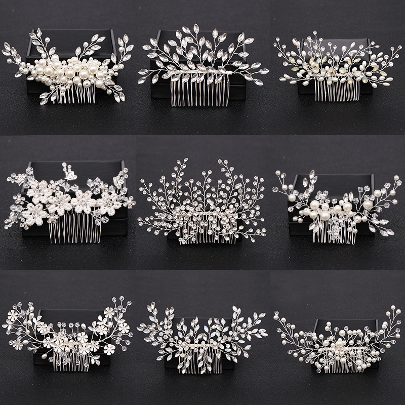 CHENGHE Copper Handmade Bridal Hair Comb Women's Hair Pins Headpiece Natural Crystal Pearl Wedding Crown Rhinestone Accessories