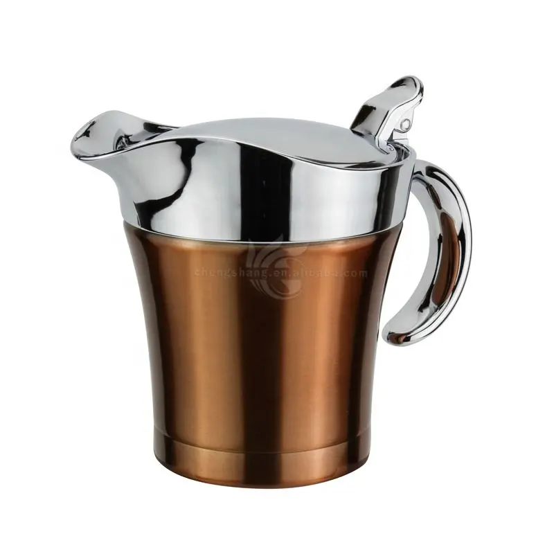 Stainless Steel Insulated Gravy Boat Thermal Vacuum Sauce Serving Jug Kitchen Gravy Pourer Pot