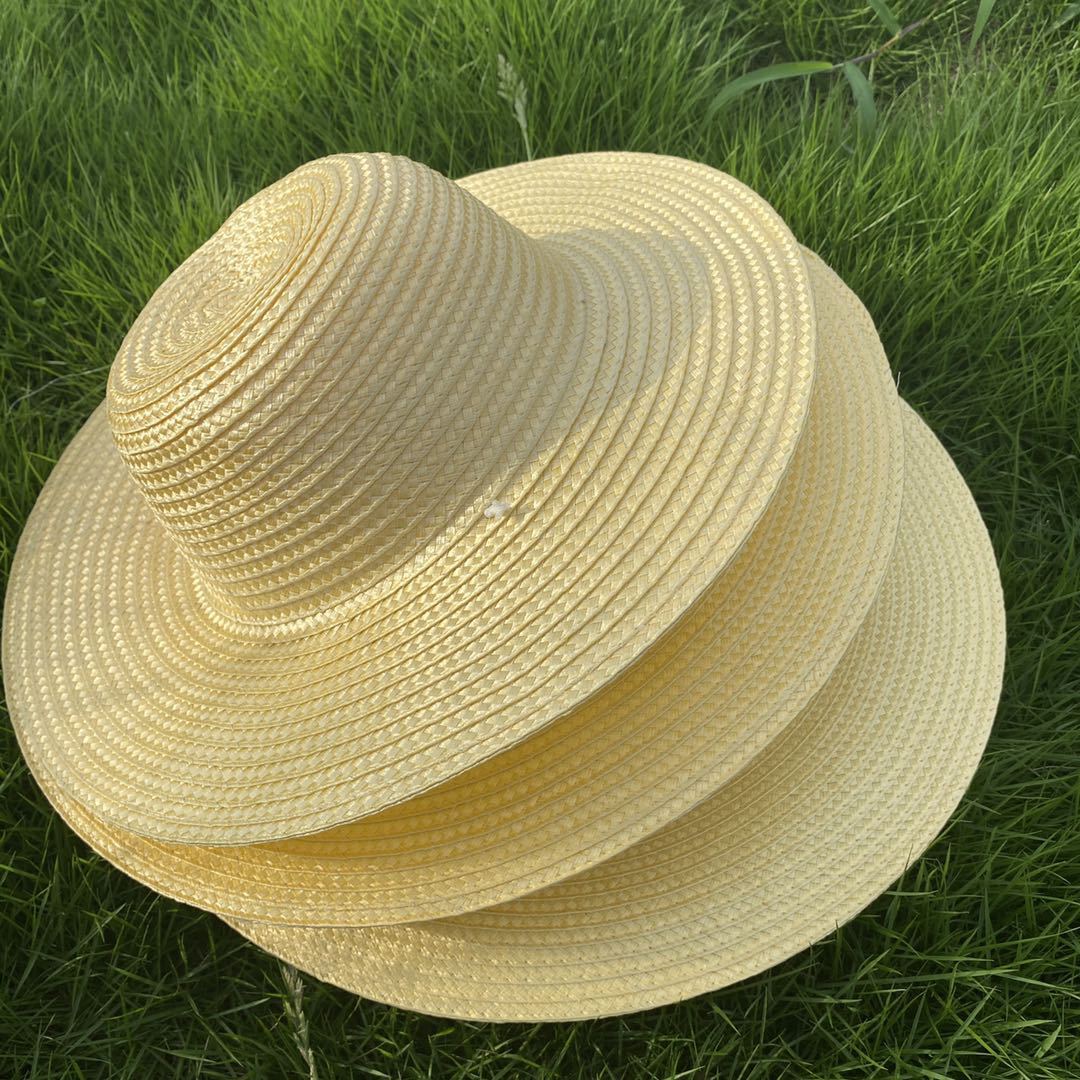 Summer Solid Color Sun Hats For Men And Women Breathable Farmers Wide Brim Straw Hat Unisex Foldable Large-Brimmed Visor Caps