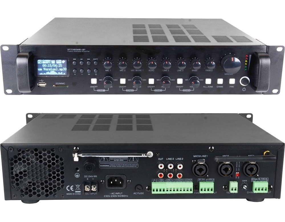 HY7360MB+BT 360W USB SD BT Bluetoth MP3 Aluminium Panel Public Address PA Amplifier