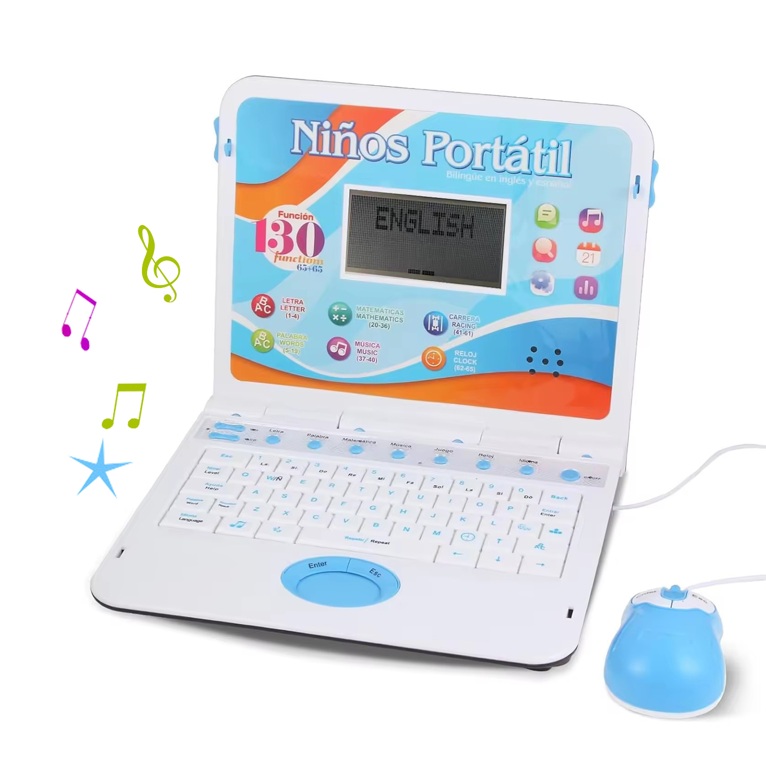 Popular Education Computer Tablet Music Smart Notebook English Spanish Learning Machine Multi-Functional Children'S Toys