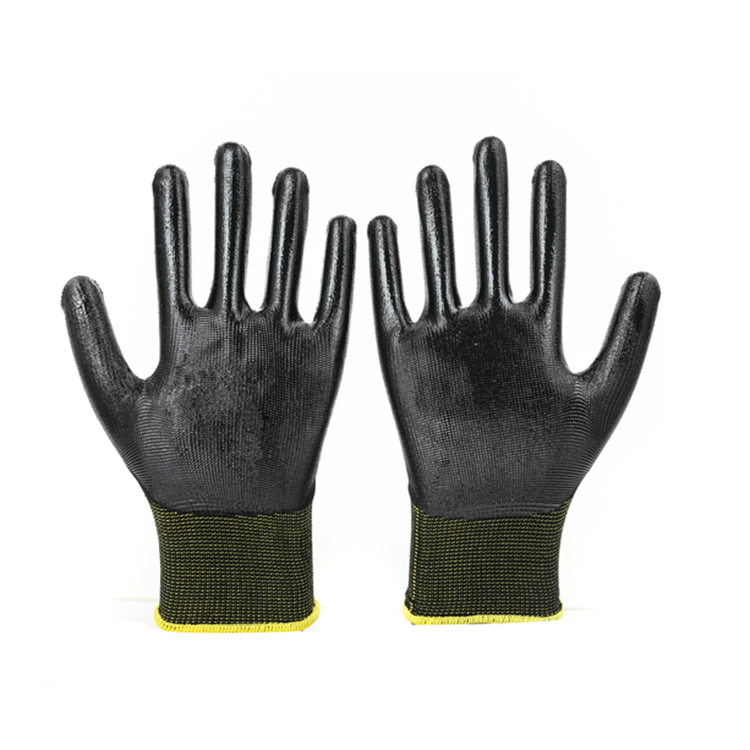 en 388 safety gloves cut resistant custom logo nitrile black gloves black rubber gloves