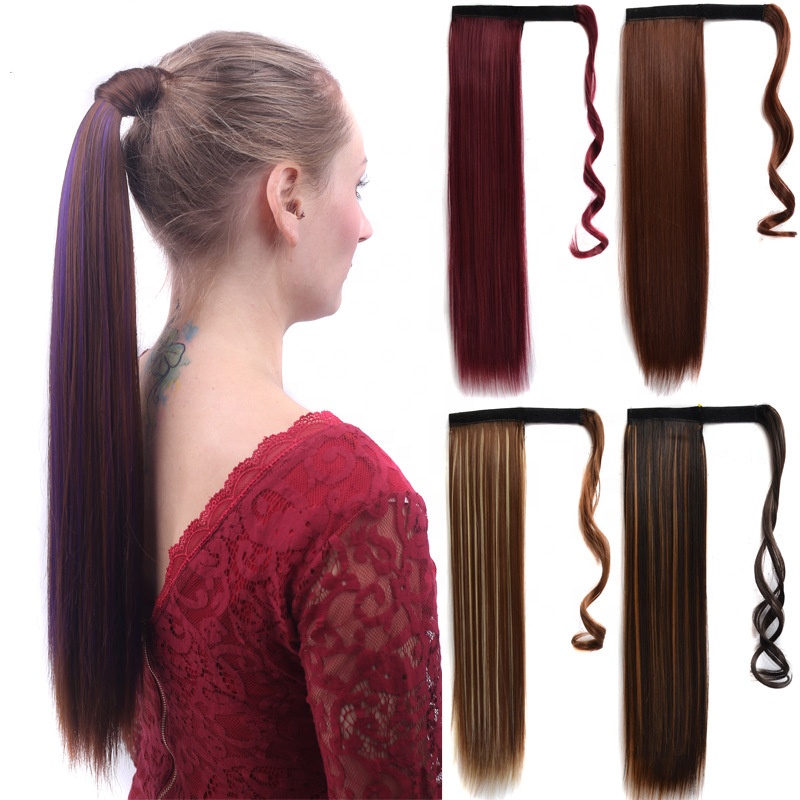 TKL Popular long straight monochromatic gradient fashion natural blonde hair wrap around ponytails