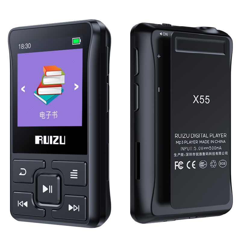 Новинка Спортивный Портативный Bluetooth MP3 8 Гб цветной экран RUIZU X55 с зажимом Поддержка TF карты, FM,HD запись, функциональный музыкальный плеер