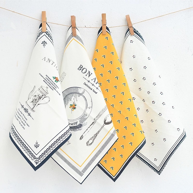 Custom Printed Organic Cotton Linen Fabric Placemats And Table Napkins Sets For Wedding Decoration