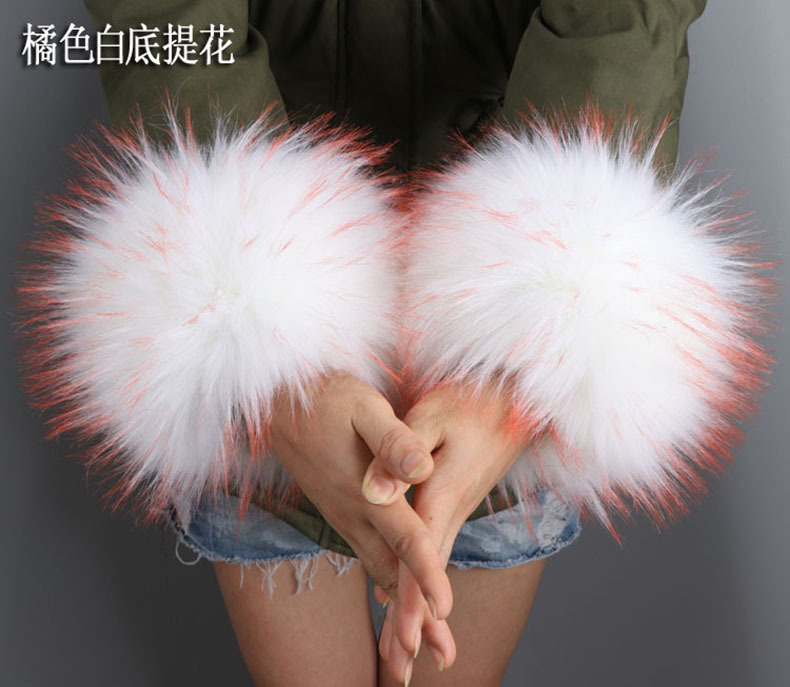 Hot - selling faux fur down coat coat high-grade cuffs fox fur autumn and winter warm sleeves