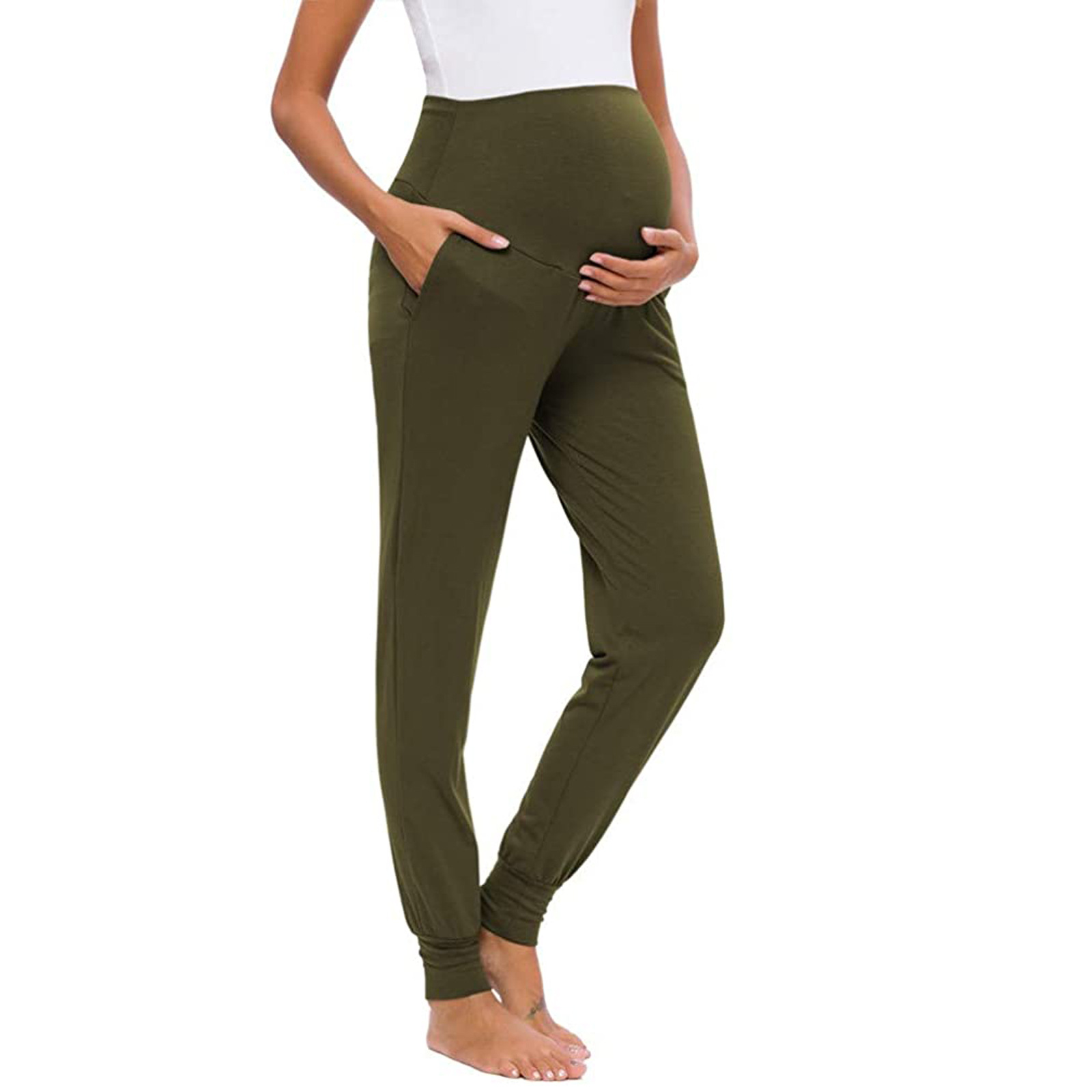 Maternity Clothing Spring Polyester Stretch Comfortable Sports Loose Maternity Stomach Lift Pants