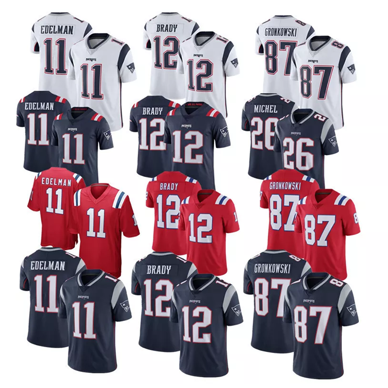 Горячая распродажа высокое качество вышивка под заказ 11Edelman 12 Brady 87 гронковски Американский футбол Трикотажные изделия