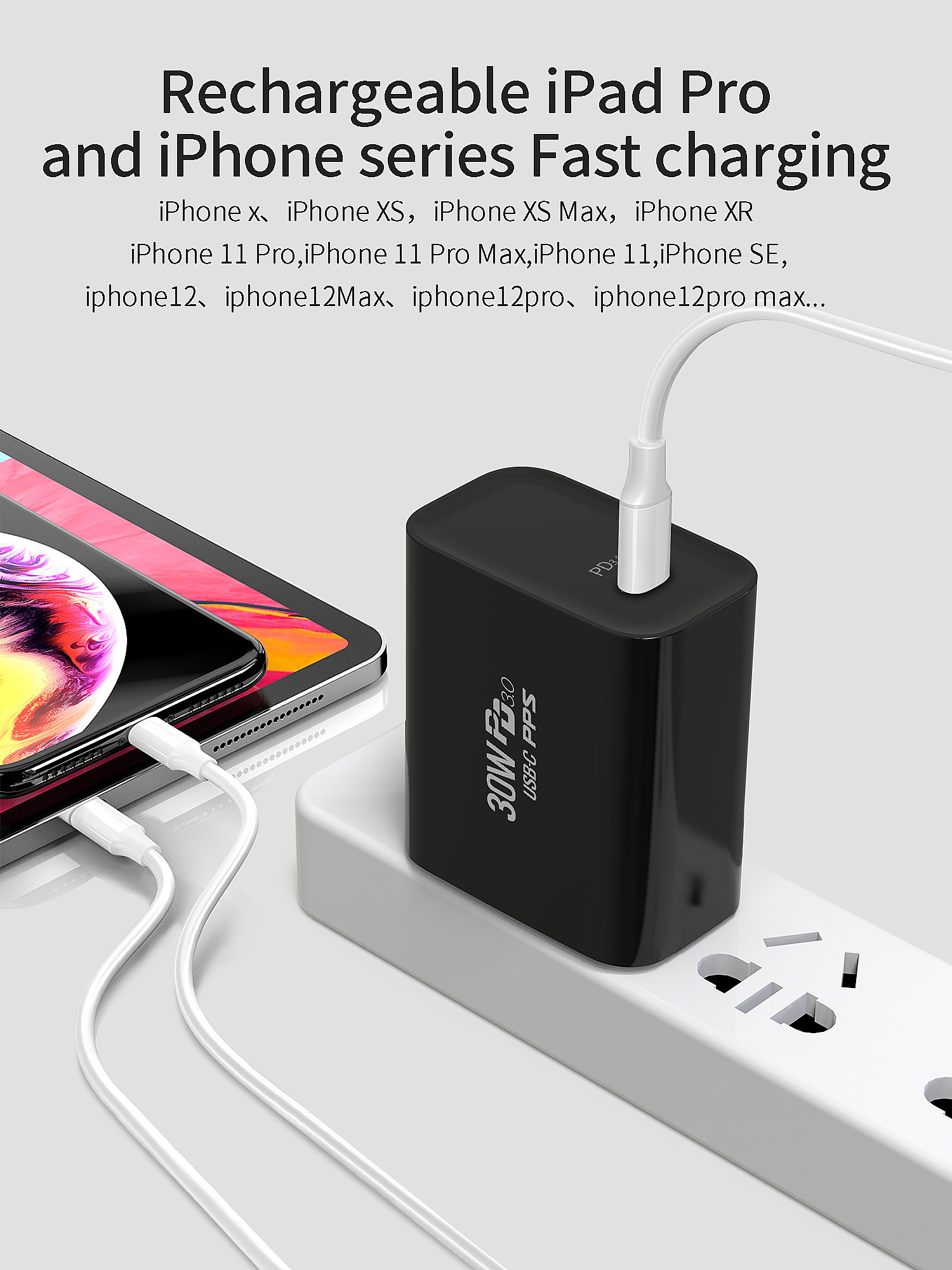 HUNDA CB KC PSE CE ROSH сертифицированное черно-белое 30 Вт PD быстрое зарядное устройство USB C PPS настенное зарядное устройство