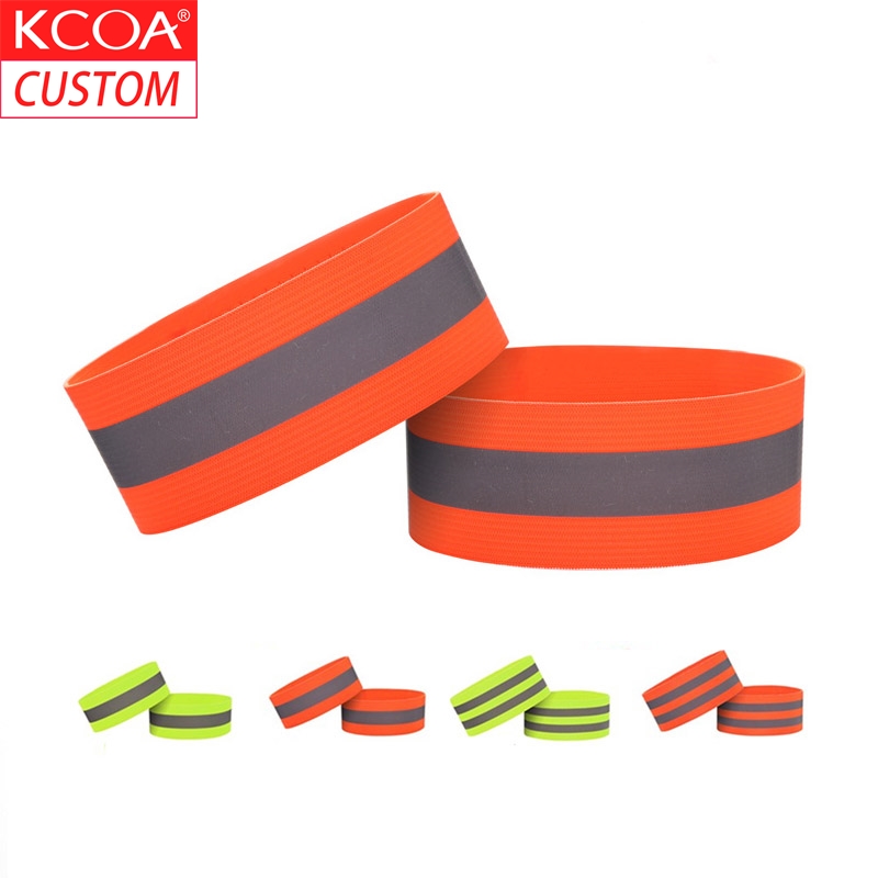Спортивная Светоотражающая повязка на талию KCOA на заказ, эластичные повязки на лодыжку, предупреждающая повязка на руку для ночного бега