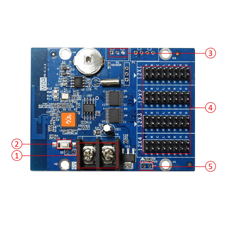 HD-W04 LED Display Controller Single Dual Color WiFi Controlled Asynchronous System Wirelessly Sends Content from Mobile Phone