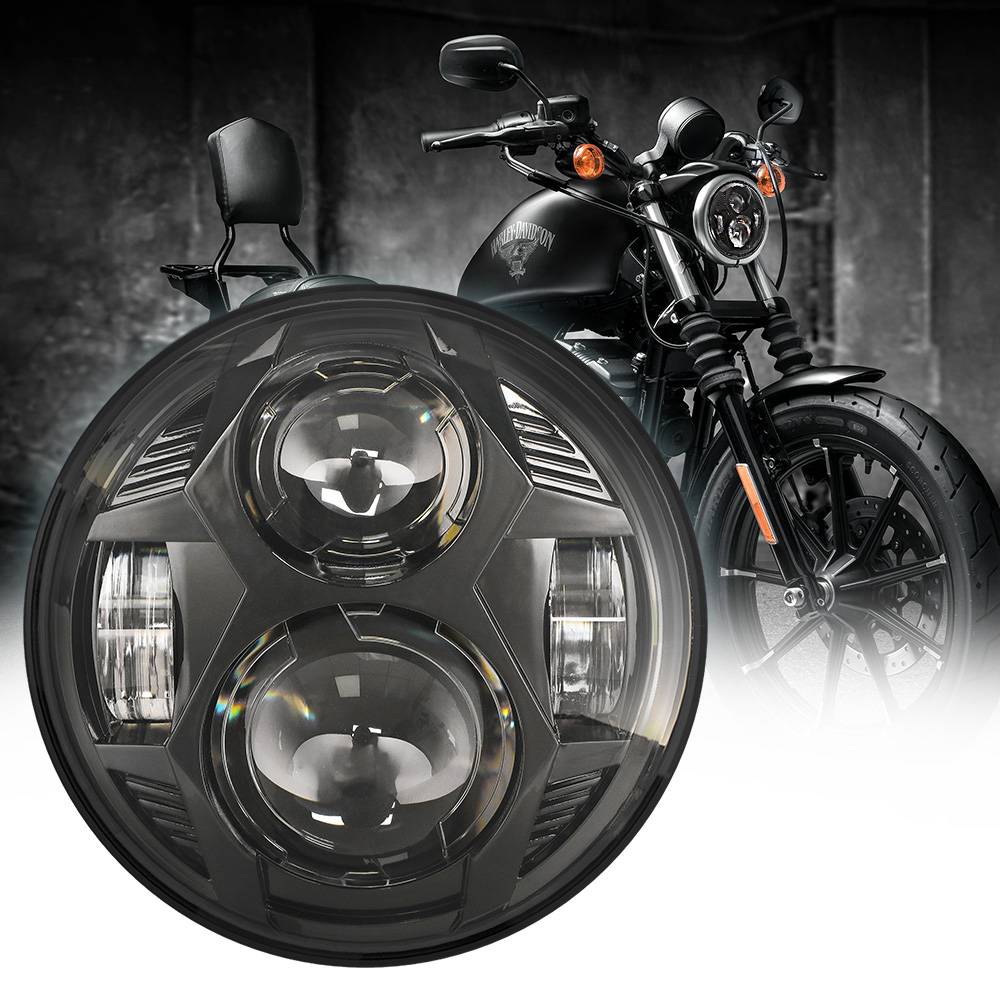 Spider Design 5-3/4 5.75 Inch Headlight Motorcycle Head Light Hi/Lo Beam Lighting Headlamp 51W for Harley Davidson headlight led
