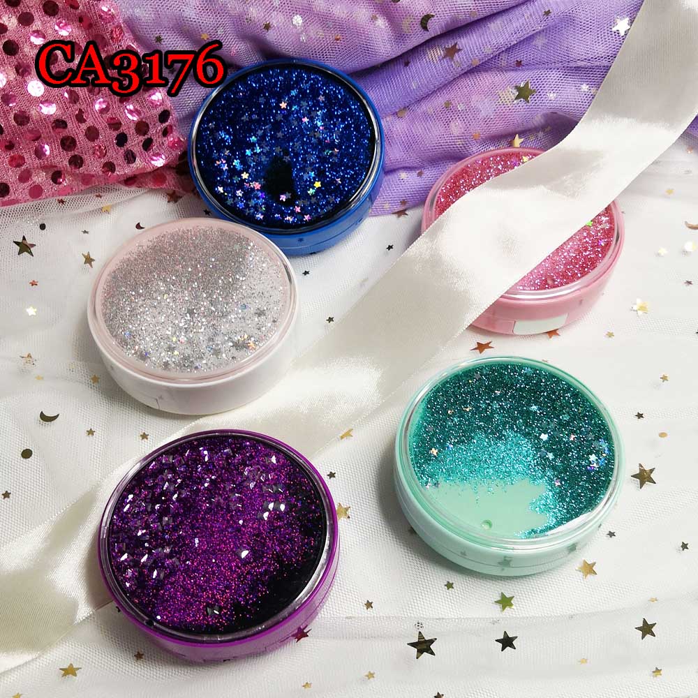 Blingbling flash quicksand круглый футляр для контактных линз, маленький дорожный футляр CA3176